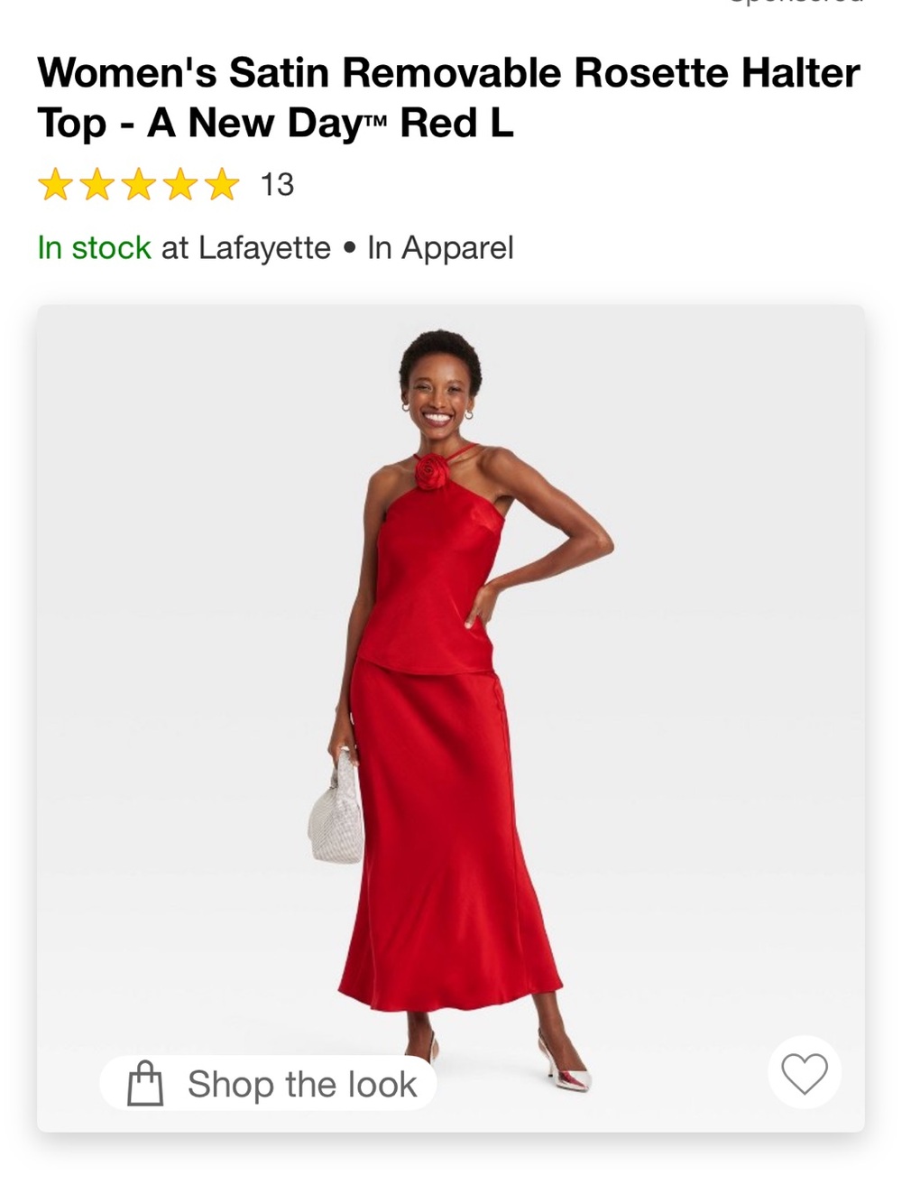 a new day Red One-Shoulder Satin Dress with Rosette